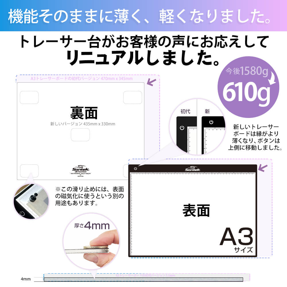 薄型トレーサーボード 明るさ調整付き・持ち運び便利