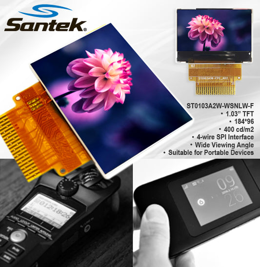 Santek LCD商品紹介#1 – 1.03” TFT液晶モジュール [ST0103A2W-WSNLW-F]
