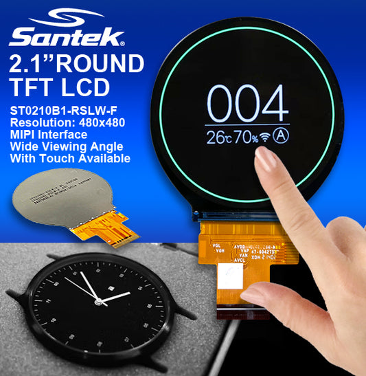 Santek LCD商品紹介#8 – 2.1” 円型TFT液晶モジュール (ST0210B1-RSLW-F)