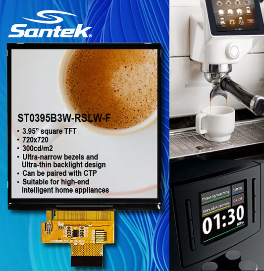Santek LCD商品紹介#5 – 3.95” (4”)スクエアTFT液晶モジュール [ST0395B3W-RSLW-F]