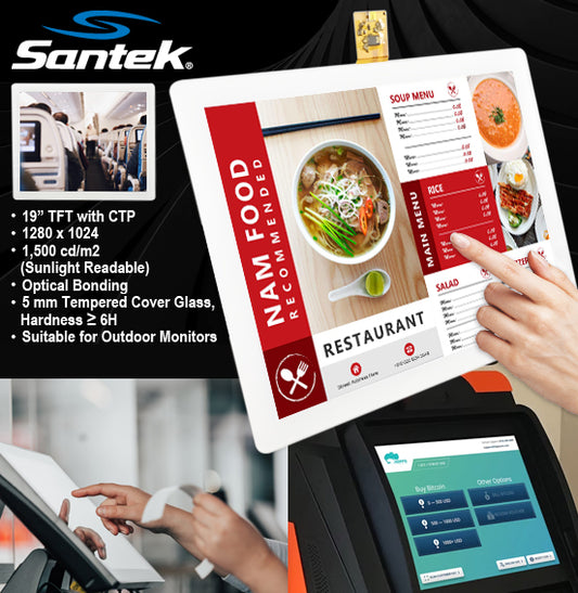 Santek LCD商品紹介#2 – 19” 高輝度TFT液晶モジュール 静電容量タッチパネル(CTP)つき [ST1900A4WCYOL-RSHLWRSHLW-C]