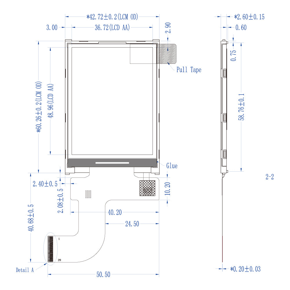 2.4" TFT LCDモジュール (240 x 320) [ST0240B2W-RSLW-F]