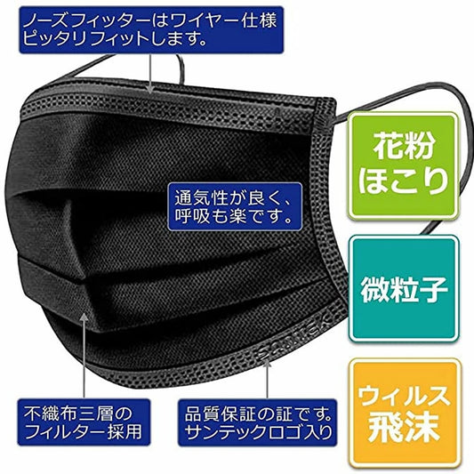 黒マスク　1箱50枚入り（旧パッケージ）