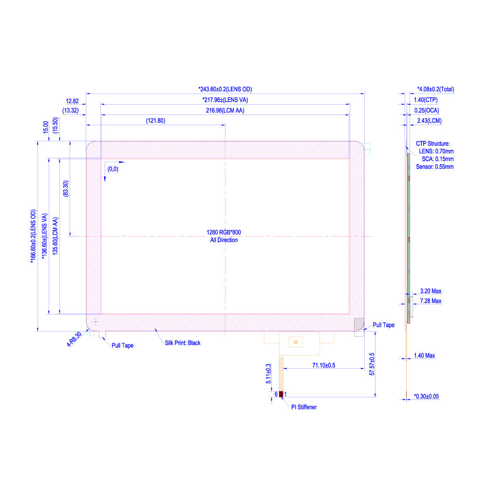 10.1" TFT LCD Module (1200 x 1920) with Capacitice Touch [ST1010H3WCYOL-RSLW-C]