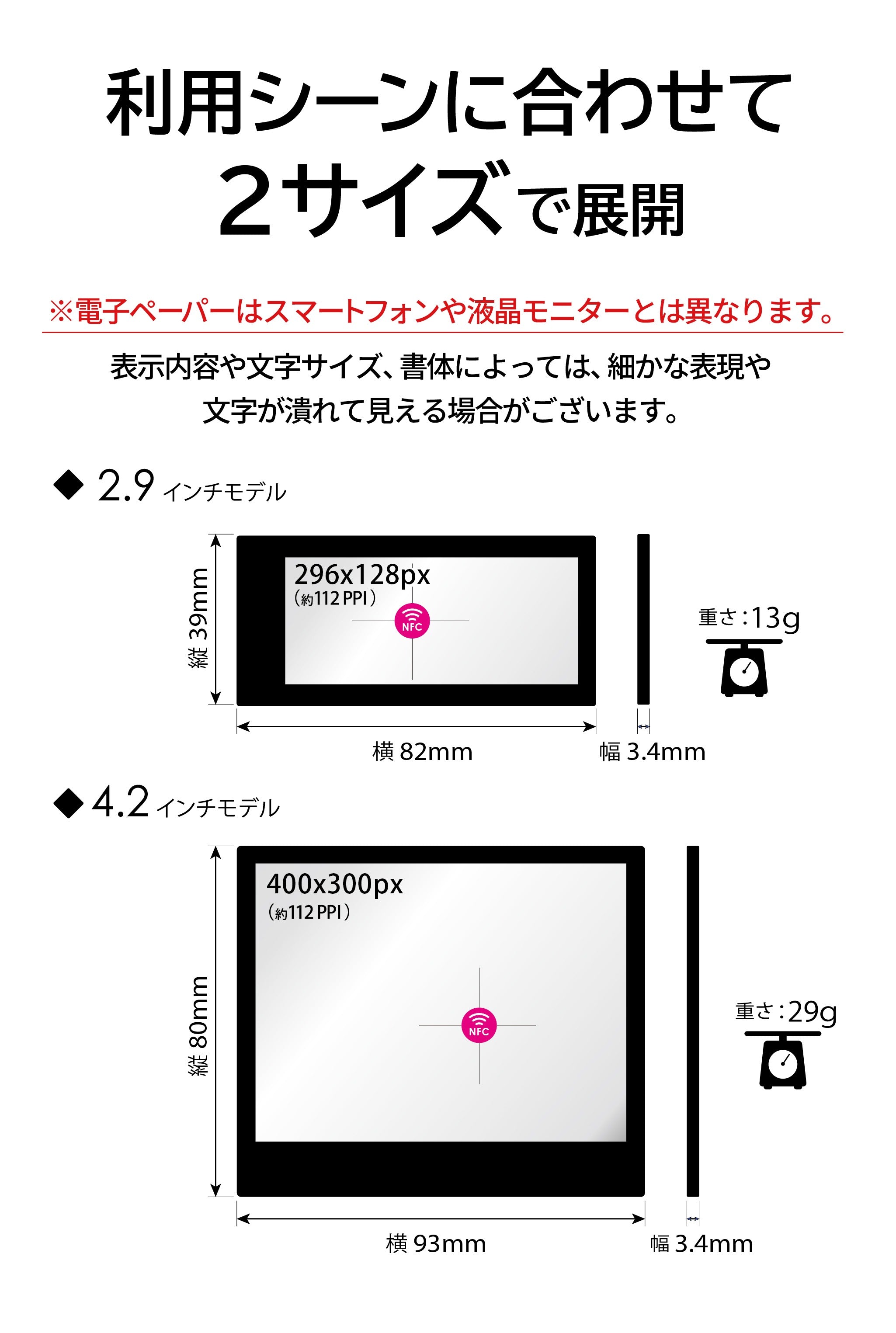 スマホをかざすだけで書き換え｜Santek EZ Sign® NFC電子ペーパー 4色