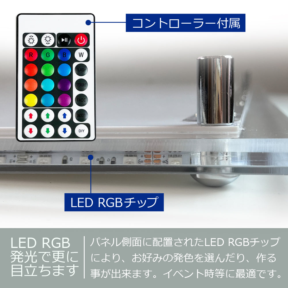 アクリルフレームLEDライトパネル RGBカラー点灯タイプ(片面)