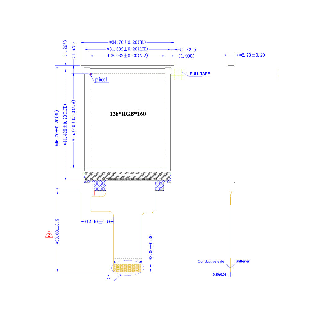 1.77" TFT LCD Module (128 x 160) [ST0177A1W-RSLW-F]