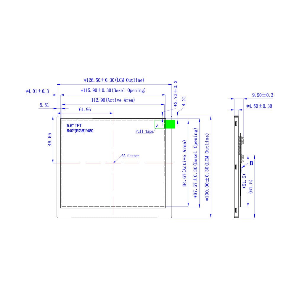 5.6" TFT LCD Module (640 x 480) Anti-Glare [ST0560I9W-RSLW-FLA]