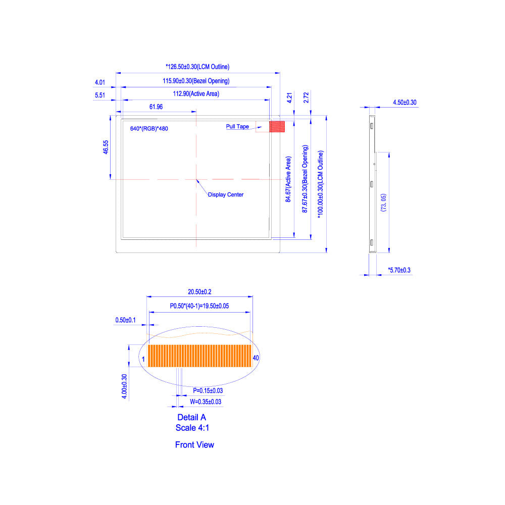 5.6" TFT LCD Module (640 x 480) Anti-Glare [ST0560I9W-RSLW-F]