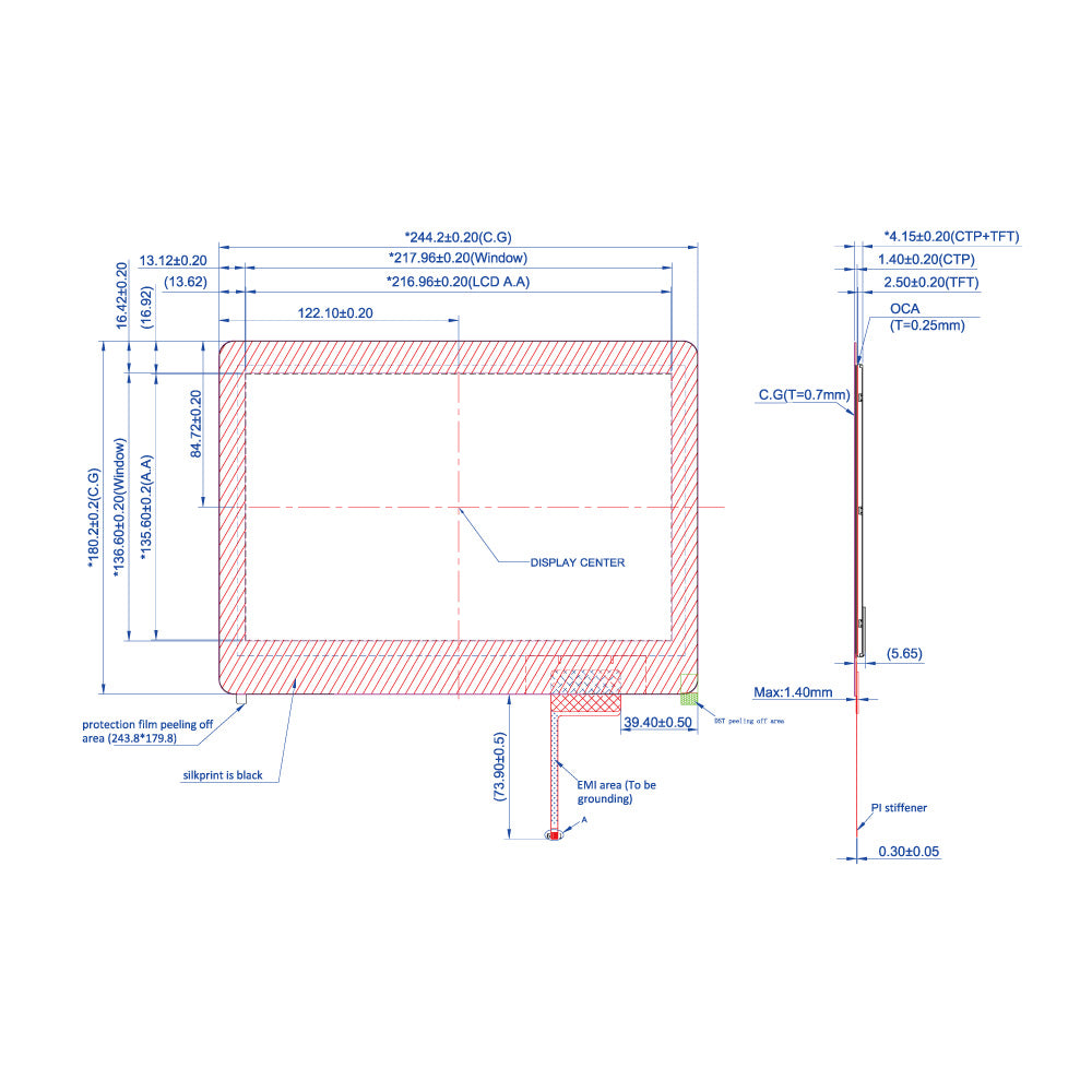 10.1" TFT LCD Module (1280 x 800 / WXGA) with Capacitive Touch [ST1010I8CYOL-RSLW-C]